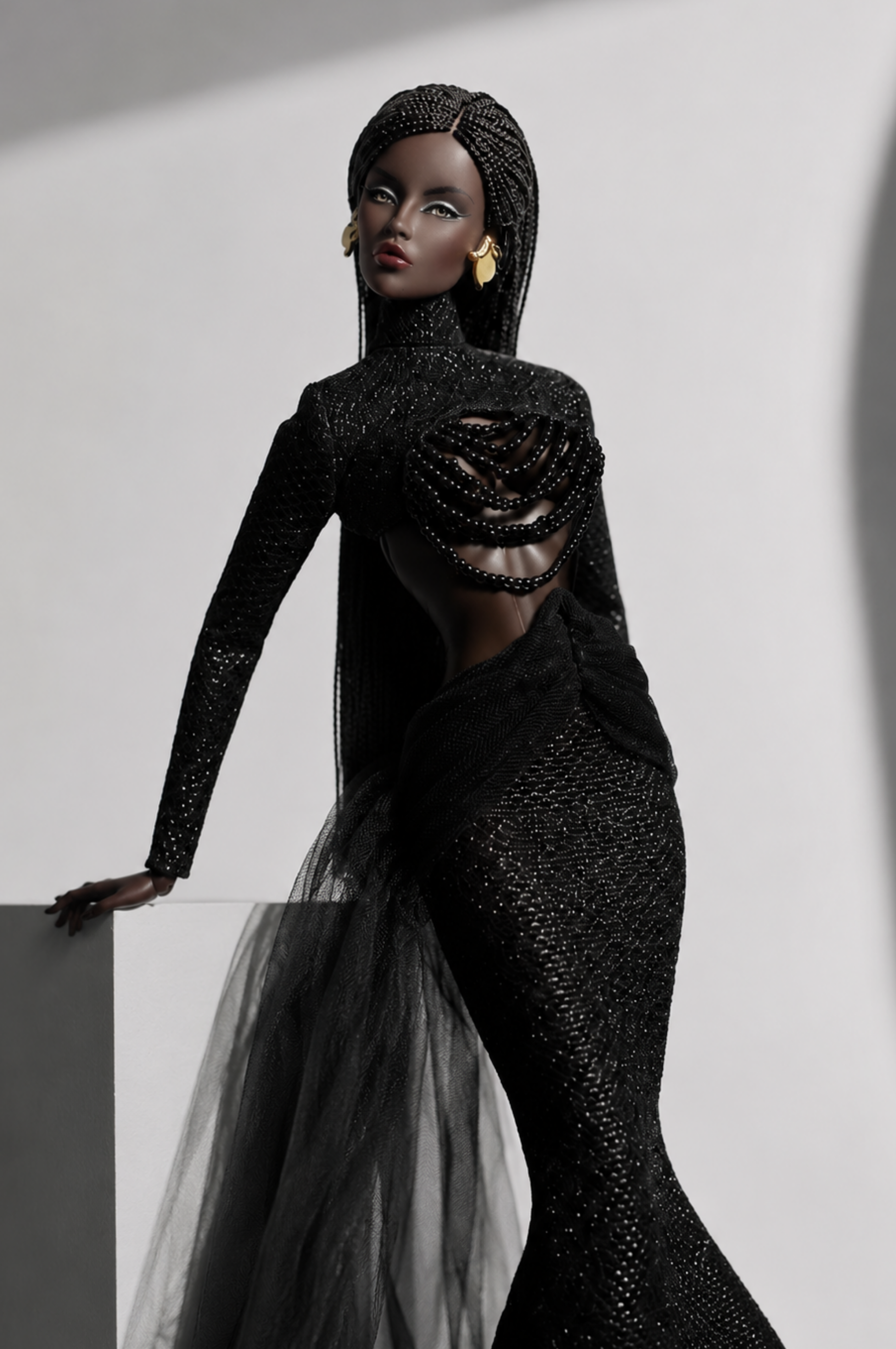 HAUTE | Black Couture Gown for Fashion Royalty 6.0 Dolls | Handmade FR Doll Clothes | Integrity Toys Fashion
