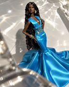 HAUTE | BLUE HOUR Handmade 1/6 Scale Fashion Doll Couture Gown | Plastiktiara