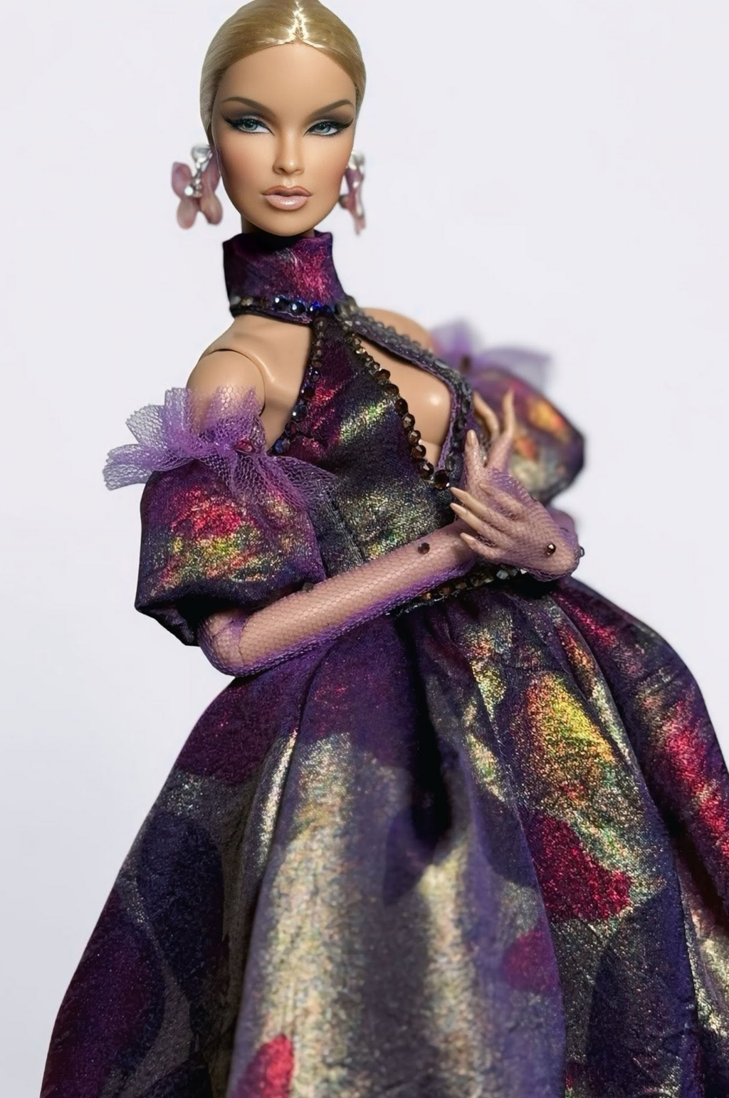 HAUTE | Purple Dragon Empress Ball Gown - Fantasy Couture for 1/6 Scale Fashion Dolls - Handmade Evening Dress - OOAK Collector Fashion
