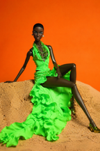 PRIDE | Green Pride Goddess Gown for Fashion Royalty Dolls - Handmade Couture Dress for Integrity Toys FR6.0, Nu Face & 12 Inch Fashion Dolls