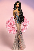 HAUTE | Midnight Sapphire Rose Couture Gown for Fashion Royalty Dolls | Handmade Luxury Doll Clothes by Plastik Tiara