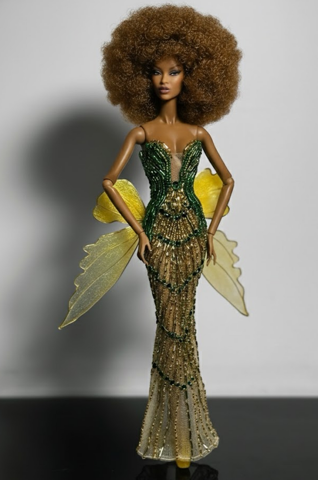 HAUTE | Emerald Gilded Fairy Gown  Luxury Couture Dress for 1/6 Scale High Fashion Doll Clothes