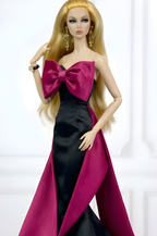 BASIC | Midnight Fuchsia Bow Gown – 12” Doll Clothes | OOAK Haute Couture Mermaid Dress