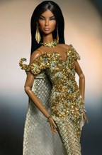 OOAK | Naga: Khmer Temple Couture Gown for Fashion Royalty Dolls | OOAK Hand-Beaded Khmer Silk Doll Dress | 1/6 Scale Collector Fashion