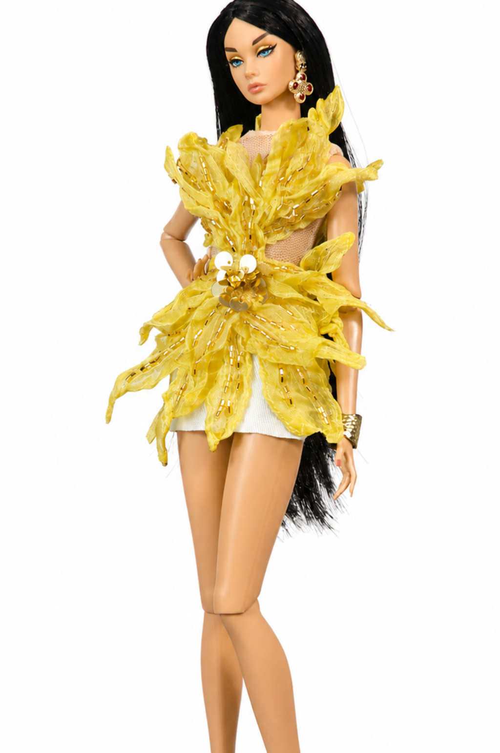 HAUTE | Solar Bloom Sculptural Yellow Couture Dress | Plastiktiara