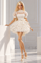 BASIC | Ivory Lace Mini Dress | Fashion Royalty Doll Clothes | 1/6 Scale Fashion Doll Dress | Plastiktiara