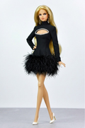 NIGHT AWAY | Midnight Feather Cut-Out Mini Dress for Fashion Royalty 6.0 Doll