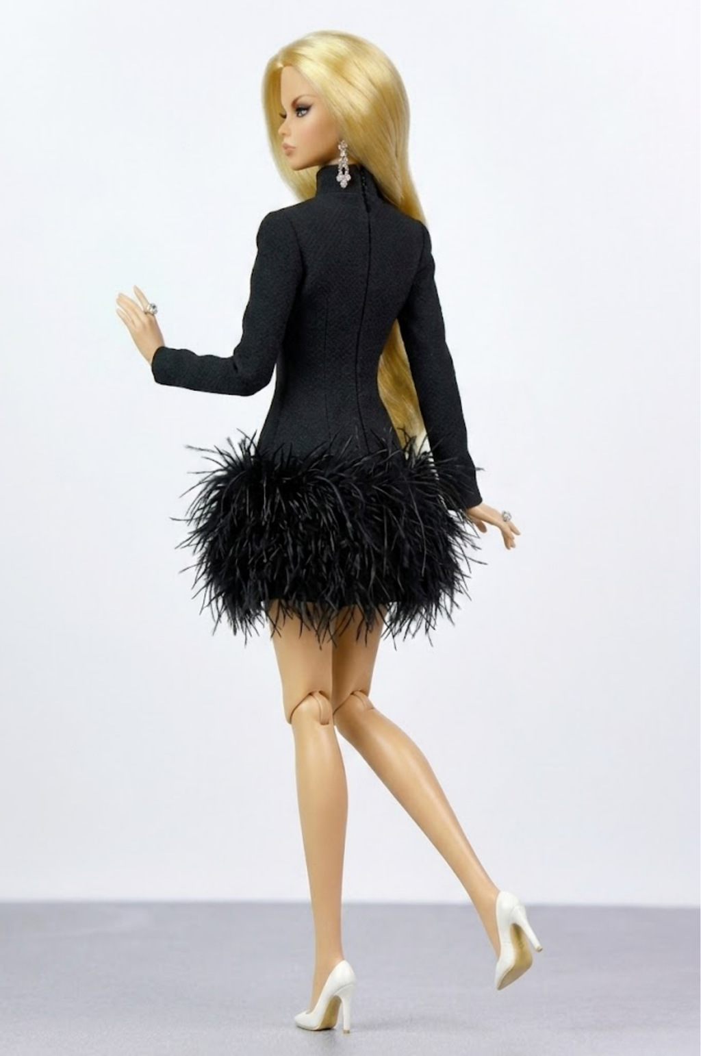NIGHT AWAY | Midnight Feather Cut-Out Mini Dress for Fashion Royalty 6.0 Doll
