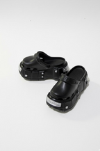3D PROJECT | Black Studded Platform Clogs  For 1/6 High Fashion doll shoes  Flat Feet Dolls Only