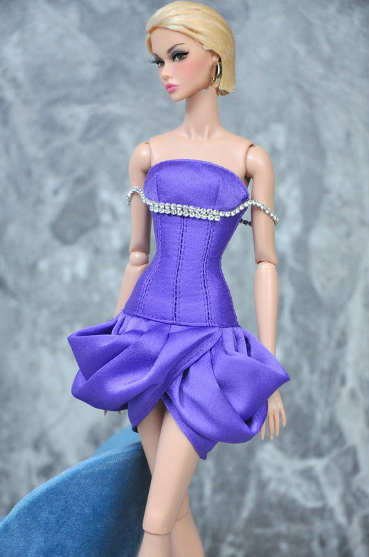 HAUTE | Violet draping dress for Fashion Royalty clothes doll NU FACE POPPY PARKER