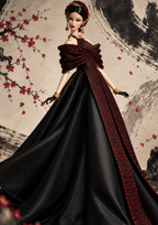 MOTHERSHIP  INK BLOSSOM | 1/6 Scale Couture Fashion Royalty Doll Gown |Plastiktiara