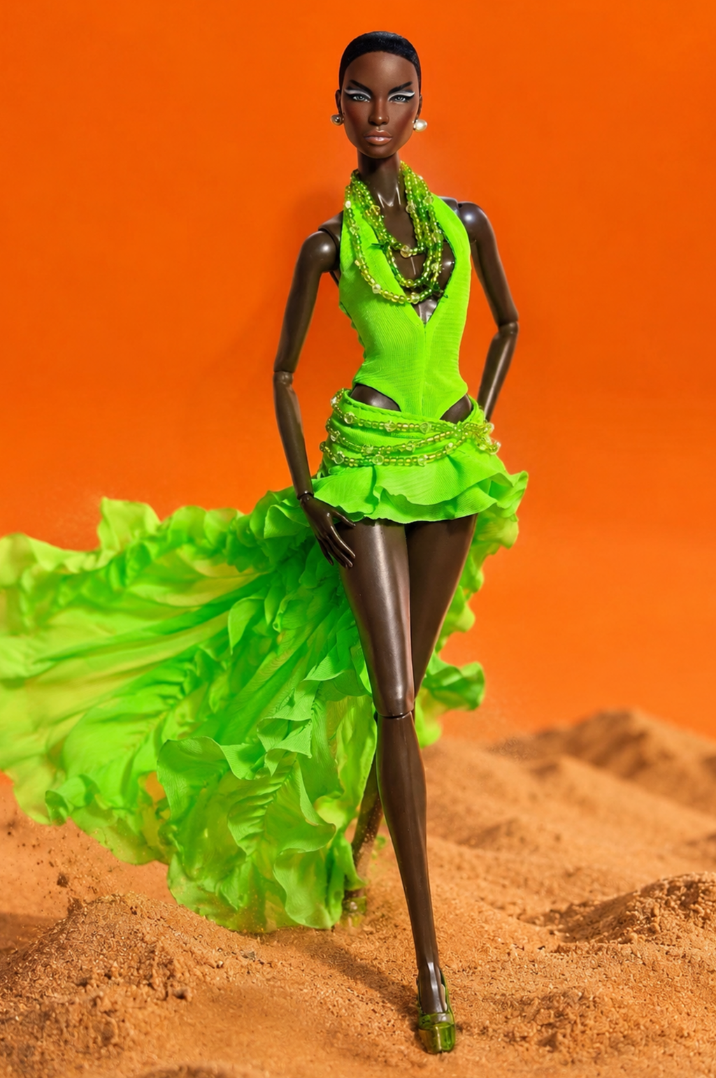 PRIDE | Green Pride Goddess Gown for Fashion Royalty Dolls - Handmade Couture Dress for Integrity Toys FR6.0, Nu Face & 12 Inch Fashion Dolls