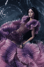 OOAK | Purple Ombre Couture Gown for Fashion Royalty Dolls | Hand-Beaded High-Low Evening Dress | Plastiktiara