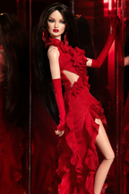 BASIC | BASIC Red Ruffle Evening Gown for 1-6 Fashion Royalty Dolls Handmade Couture Dress with Gloves Doll Clothes | Plastiktiara