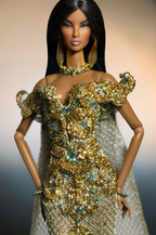 OOAK | Naga: Khmer Temple Couture Gown for Fashion Royalty Dolls | OOAK Hand-Beaded Khmer Silk Doll Dress | 1/6 Scale Collector Fashion