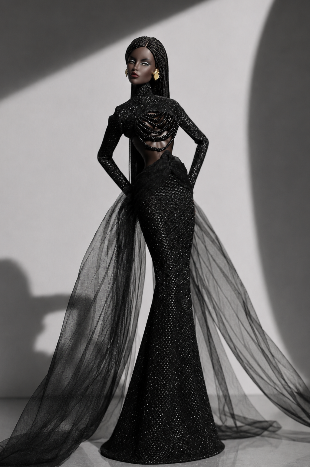 HAUTE | Black Couture Gown for Fashion Royalty 6.0 Dolls | Handmade FR Doll Clothes | Integrity Toys Fashion