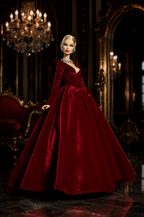 BASIC | Handmade Red Velvet Ball Gown for 1/6 Scale Fashion Dolls – Elegant Evening Dress – Classic Couture – Fits Fashion Royalty, Poppy Parker & Similar Dolls | Plastiktiara