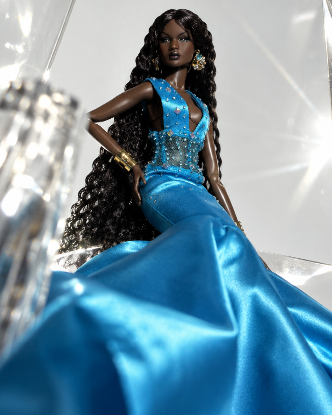 HAUTE | BLUE HOUR Handmade 1/6 Scale Fashion Doll Couture Gown | Plastiktiara