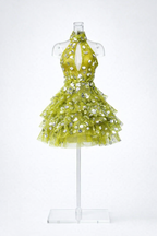 BASIC | Chartreuse Sparkle Mini Dress – 1/6 Fashion doll clothes
