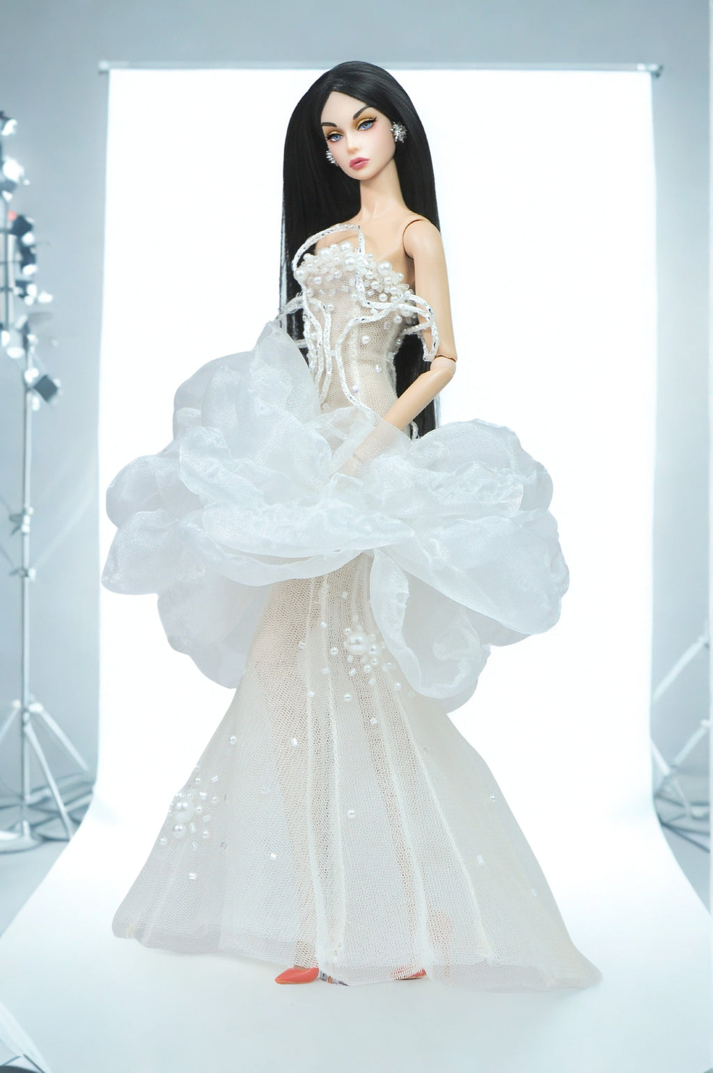 AURA | Ivory Cloud Couture Gown – 1/6 High fashion doll Clothes | Haute Couture Statement Dress