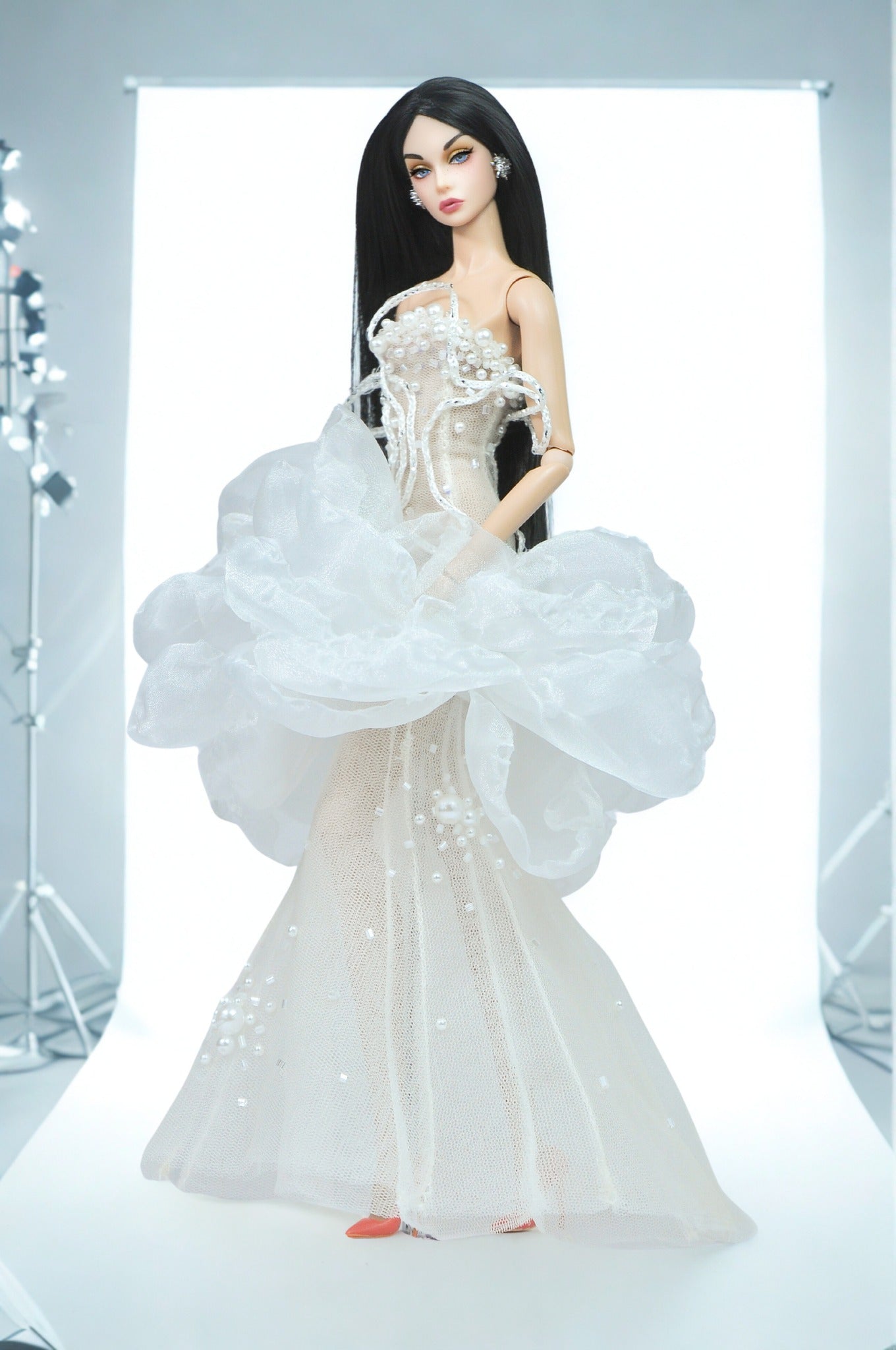 AURA | Ivory Cloud Couture Gown – 1/6 High fashion doll Clothes | Haute Couture Statement Dress