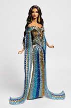 HAUTE | Ocean Empress Beaded Gown for Fashion Royalty 12” Dolls | Handmade Luxury Doll Clothes | OOAK Collector Outfit