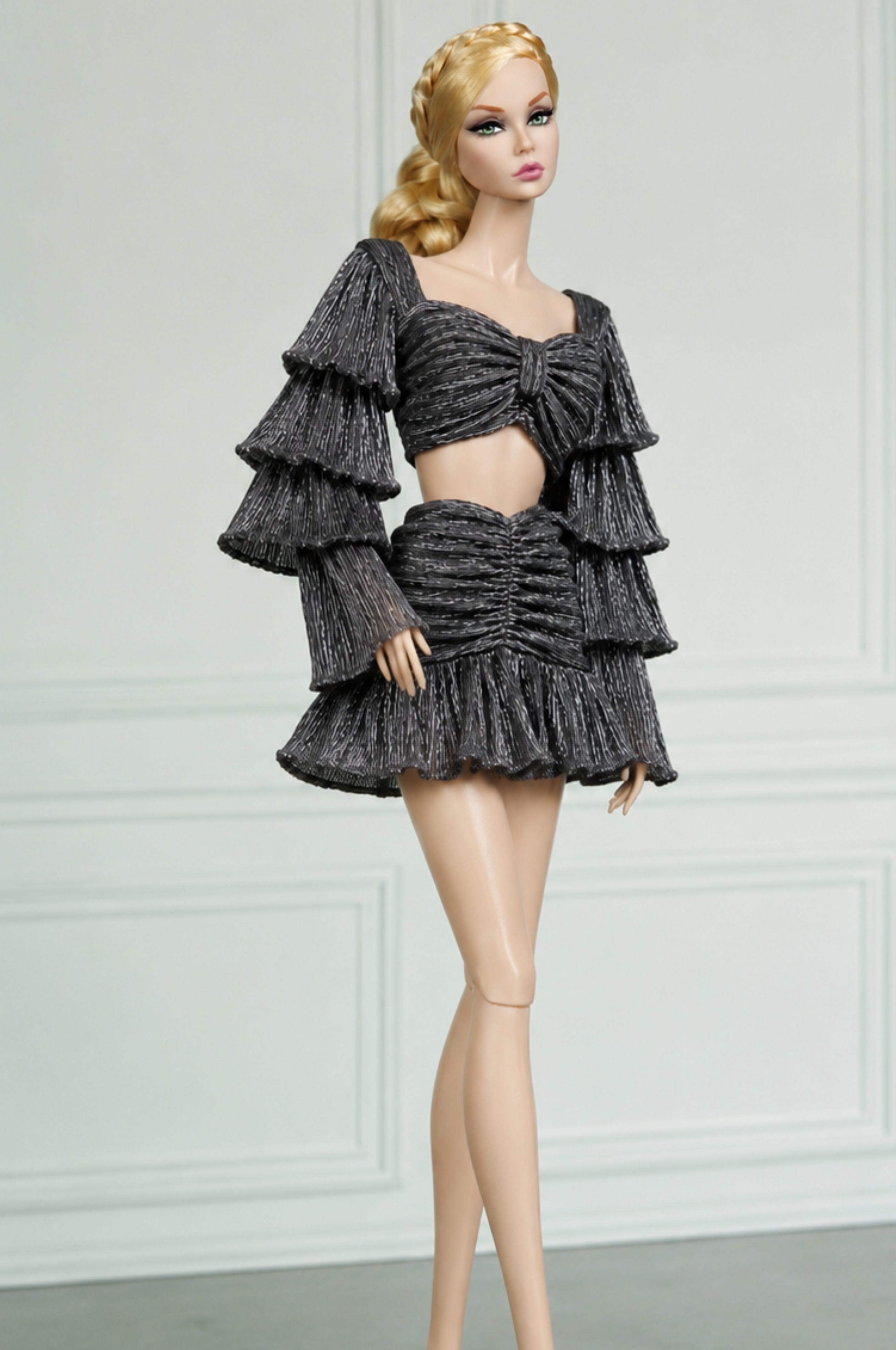 EEDEN CHOICE | Midnight Shimmer Ruffle Two-Piece Set for 1/6 Scale Fashion Doll | Plastiktiara