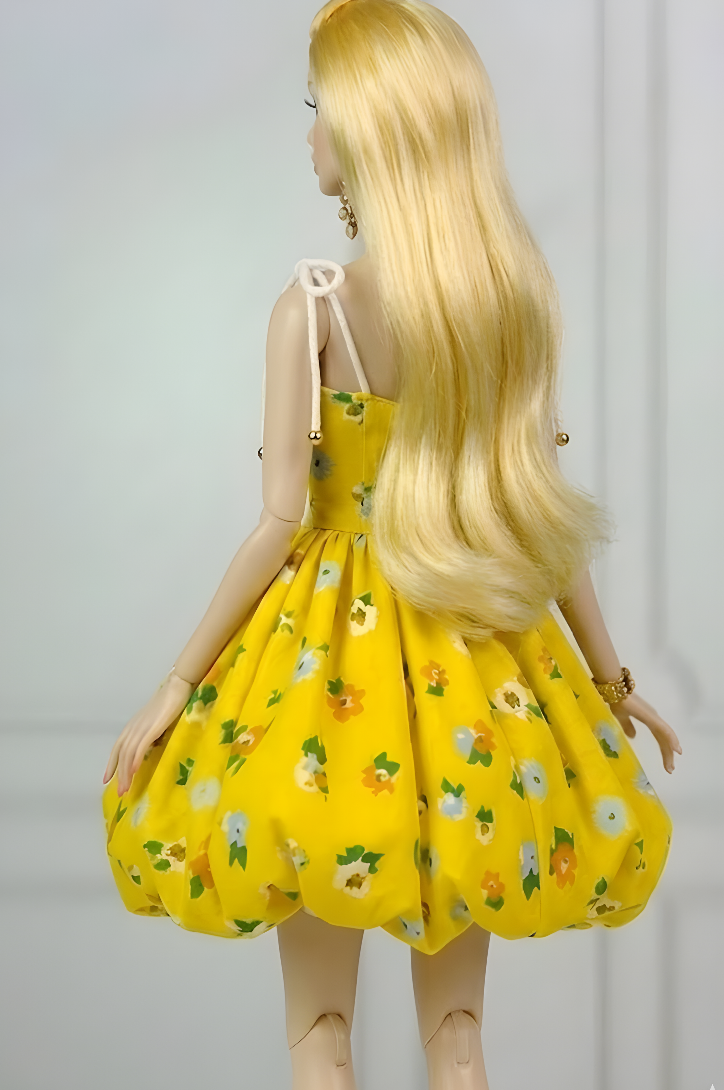 MODERN SENSUAL | Golden Bloom Bubble Dress – 1/6 Scale Doll Clothes