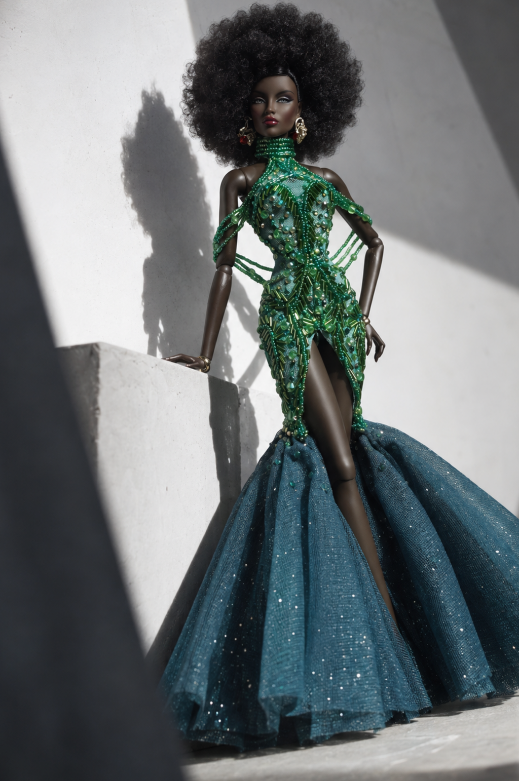 MOTHERSHIP | Emerald Siren | Fashion Royalty Doll Clothes | 1/6 Scale Couture Gown | Plastiktiara
