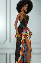 HAUTE | CARNIVAL NOIR | Beaded Tassel Couture Gown for Fashion Royalty 1/6 Doll | PLASTIKTIARA