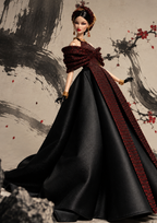 MOTHERSHIP  INK BLOSSOM | 1/6 Scale Couture Fashion Royalty Doll Gown |Plastiktiara