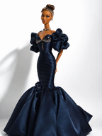 EDEN CHOICE | Handmade Midnight Noir Mermaid Gown for 1/6 Scale Fashion Dolls - Couture Evening Dress - Luxury Doll Clothing - Collector Fashion Outfit | Plastiktiara