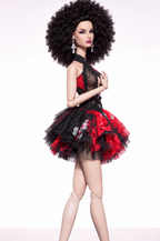 BASIC |  Crimson Bloom | Floral Mesh Halter Mini Dress for Fashion Royalty Dolls | Plastiktiara