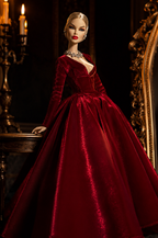 BASIC | Handmade Red Velvet Ball Gown for 1/6 Scale Fashion Dolls – Elegant Evening Dress – Classic Couture – Fits Fashion Royalty, Poppy Parker & Similar Dolls | Plastiktiara