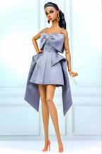 BASIC | Lavender Bow Mini Dress for Fashion Royalty Doll | 1/6 Scale Designer Doll Clothes | Elegant Statement Outfit