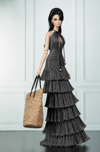 EDEN CHOICE | Midnight Cascade Tiered Evening Gown for 1/6 Scale Fashion Doll | Plastiktiara