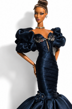 EDEN CHOICE | Handmade Midnight Noir Mermaid Gown for 1/6 Scale Fashion Dolls - Couture Evening Dress - Luxury Doll Clothing - Collector Fashion Outfit | Plastiktiara