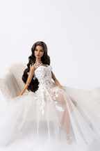 BRIDAL | Ivory Lace Couture Ball Gown for 1/6 Scale Dolls – Fashion Royalty Doll Clothes, Bridal Tulle Dress, OOAK Designer Doll Outfit