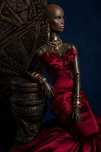 HAUTE | Couture Gown for Fashion Royalty Dolls | Burgundy Mermaid Evening Dress | 1:6 Scale Doll Clothes by Plastik Tiara