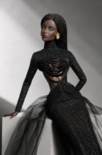 HAUTE | Black Couture Gown for Fashion Royalty 6.0 Dolls | Handmade FR Doll Clothes | Integrity Toys Fashion