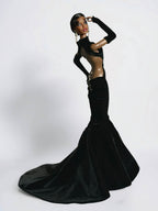 BASIC | Midnight Siren Black Cutout Mermaid Gown | Plastiktiara