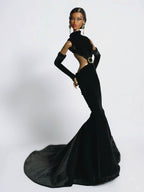 BASIC | Midnight Siren Black Cutout Mermaid Gown | Plastiktiara