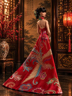 HAUTE | Phoenix Brocade Gown for 1/6 Scale Fashion Doll | Asian Inspired Doll Couture | PLASTIKTIARA