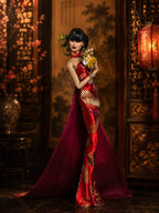 HAUTE | Phoenix Brocade Gown for 1/6 Scale Fashion Doll | Asian Inspired Doll Couture | PLASTIKTIARA