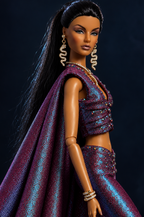 MIDNIGHT TALES | MIDNIGHT MIRAGE — Iridescent Plum Cape Top & Flared Trousers | 1:6 Fashion Doll Outfit | Plastiktiara