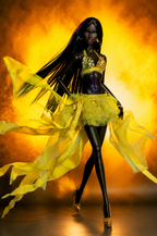 PRIDE | Yellow Joy Doll Outfit for Fashion Royalty Dolls - Yellow Sequin Bra Top and Flowing Skirt - Integrity Toys FR6.0 Nu Face Poppy Parker Fashion