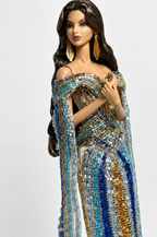 HAUTE | Ocean Empress Beaded Gown for Fashion Royalty 12” Dolls | Handmade Luxury Doll Clothes | OOAK Collector Outfit