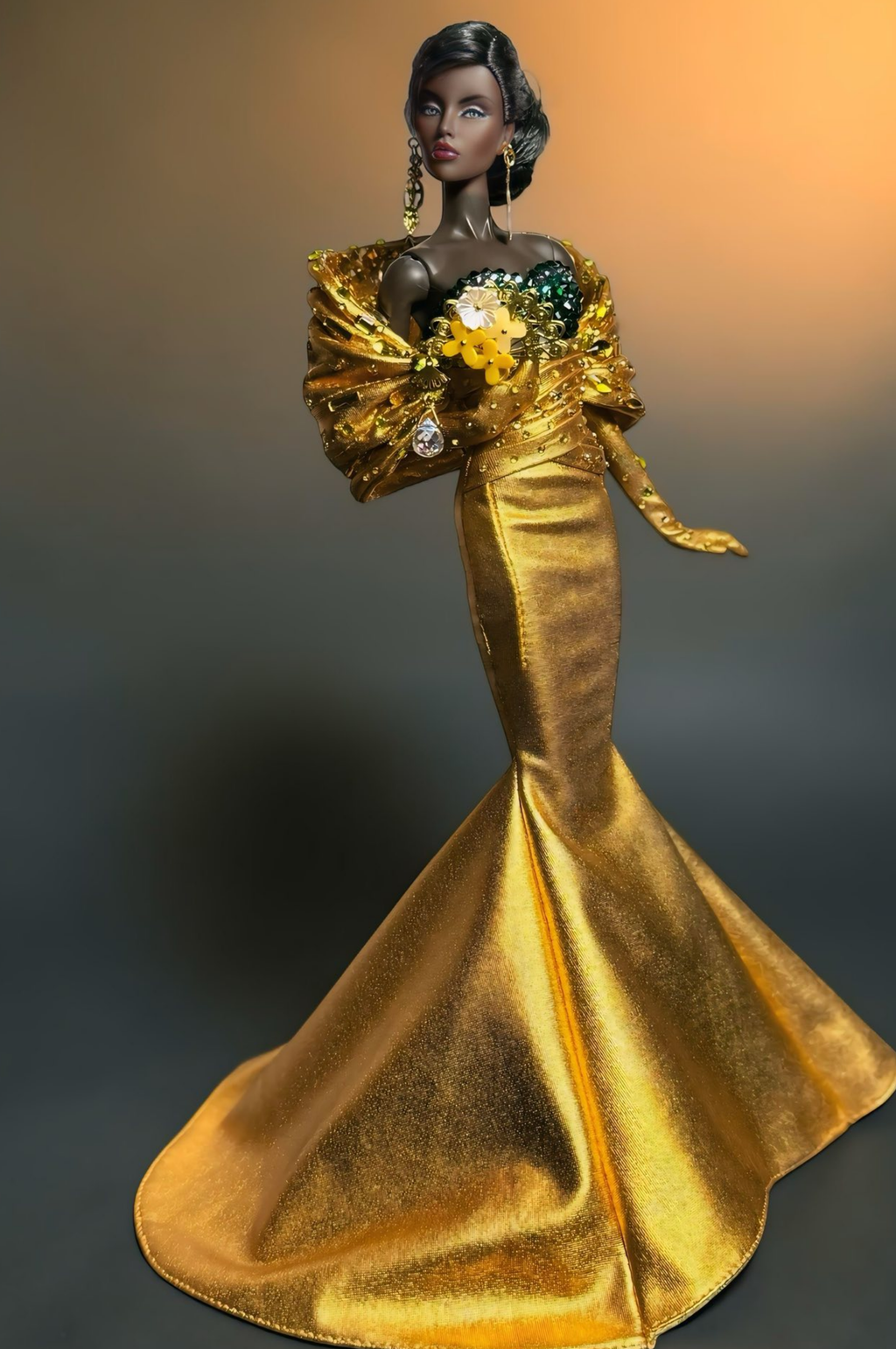 HAUTE | Golden Bloom Mermaid Gown for Fashion Royalty Doll by Plastiktiara