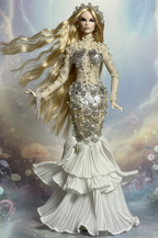 FANTASY | Pearl Siren Gown Set – 1/6 High fashion doll clothes with Zipper Closure | Plastiktiara Couture