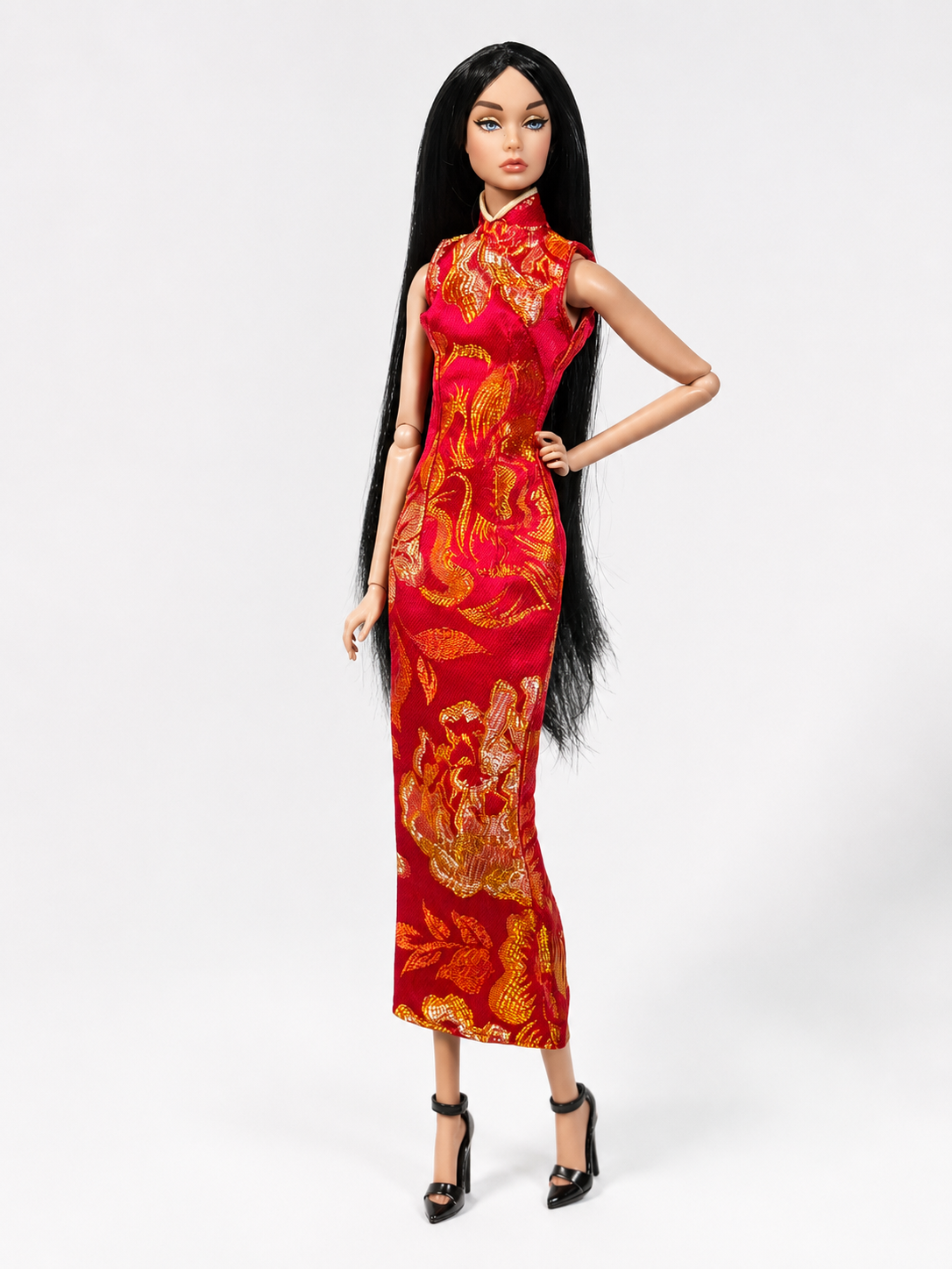 QIPAO | 1/6 Scale Qipao Dress - Handmade Chinese Cheongsam Gown for Fashion Dolls - Zipper Closure - Fits Fashion Royalty, Poppy Parker, Integrity Toys, Similar 12 Inch Dolls